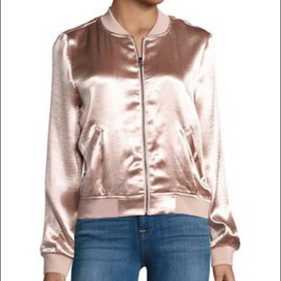 Design Lab Lord & Taylor Jackets & Blazers - Pink Satin Bomber Jacket